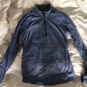dark blue athletic half zip workout top